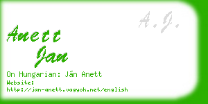 anett jan business card